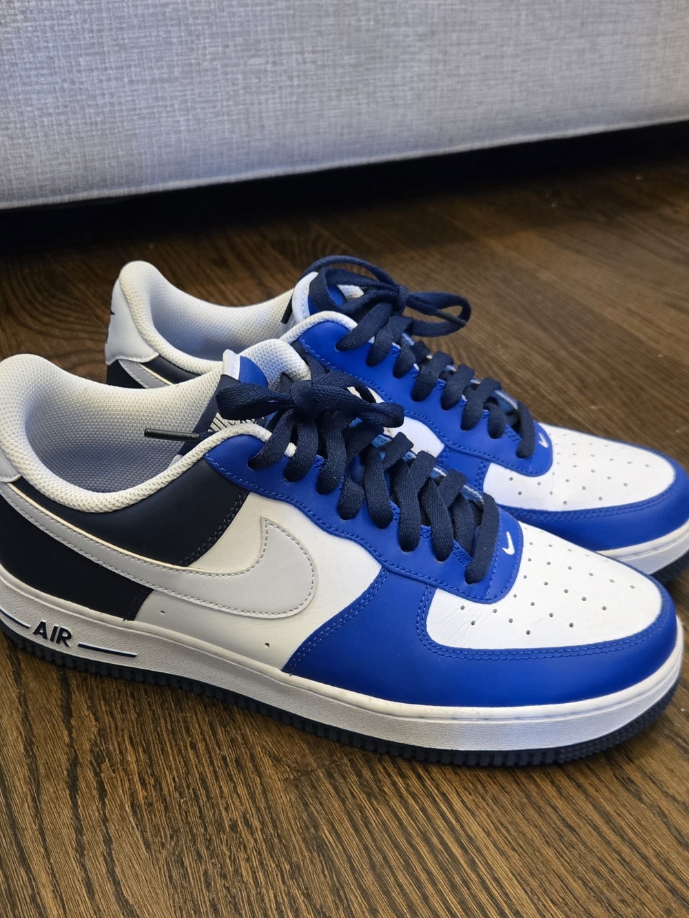 Nike Air Force 1 Low Blue White Leather Sneakers Size 10.5